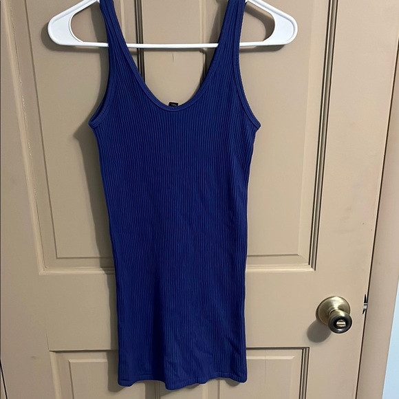 Blue Ribbed Mini Dress - Picture 4 of 6